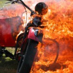 В Волчанске сгорел мотоцикл